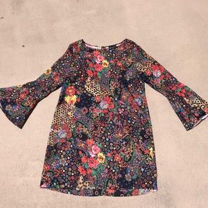 SEVENTIES Style SIZE 12 Paisley Bell Sleeve Dress